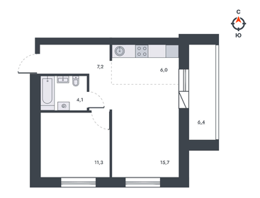 56,1 м², 2-комнатная квартира 5 950 000 ₽ - изображение 44