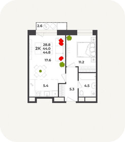 44,5 м², 2-комнатная квартира 8 828 279 ₽ - изображение 18