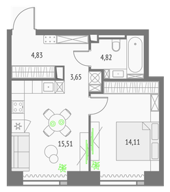 42,3 м², 1-комнатная квартира 19 158 652 ₽ - изображение 52