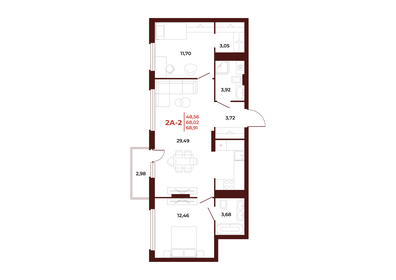 68,4 м², 2-комнатная квартира 7 045 200 ₽ - изображение 11
