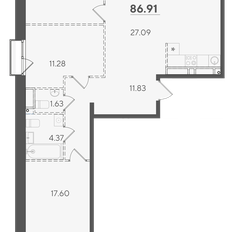 Квартира 86,9 м², 3-комнатная - изображение 2