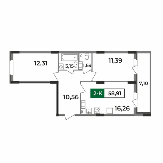 58,9 м², 2-комнатная квартира 5 064 787 ₽ - изображение 1
