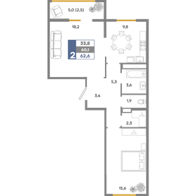 62,6 м², 2-комнатная квартира 7 386 800 ₽ - изображение 16