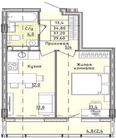 37 м², 1-комнатная квартира 5 228 000 ₽ - изображение 26