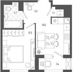 Квартира 35 м², 1-комнатная - изображение 1