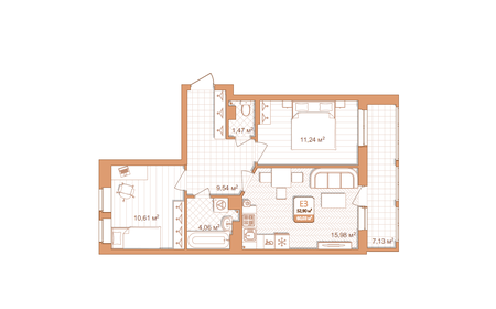 52,5 м², 2-комнатная квартира 7 603 200 ₽ - изображение 14