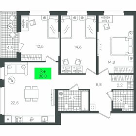 Квартира 88 м², 3-комнатная - изображение 1