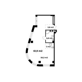 Квартира 61,9 м², 1-комнатные - изображение 1
