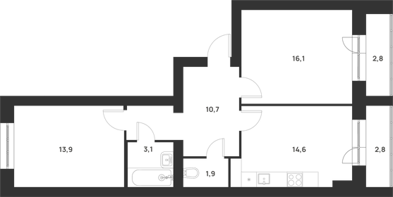 74,1 м², 3-комнатная квартира 6 300 000 ₽ - изображение 74
