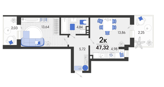 42,6 м², 2-комнатная квартира 6 770 220 ₽ - изображение 9