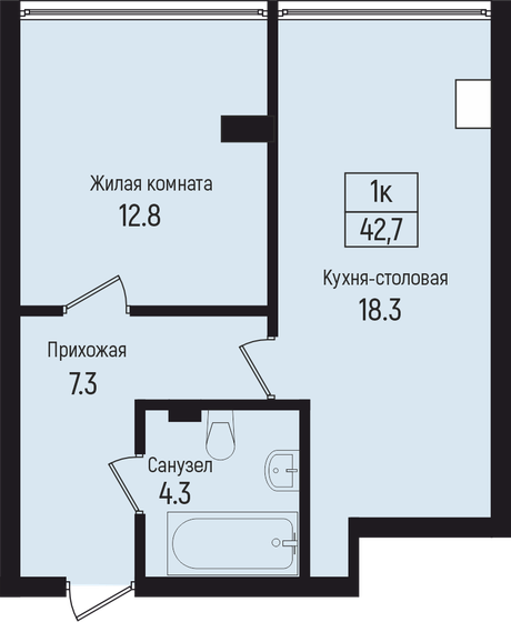 42,7 м², 1-комнатная квартира 8 967 000 ₽ - изображение 1