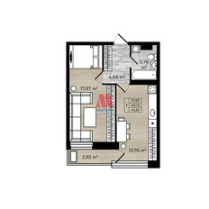 Квартира 41,6 м², 1-комнатная - изображение 3