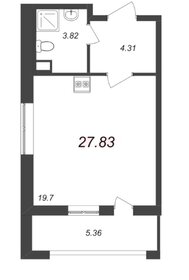 Квартира 27,8 м², студия - изображение 1