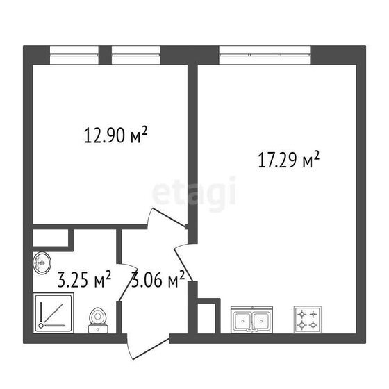 37,2 м², 1-комнатная квартира 3 600 000 ₽ - изображение 1