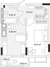 Квартира 39,8 м², 1-комнатная - изображение 1