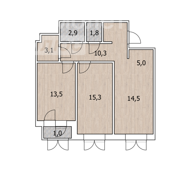 67,4 м², 3-комнатная квартира 8 999 900 ₽ - изображение 1