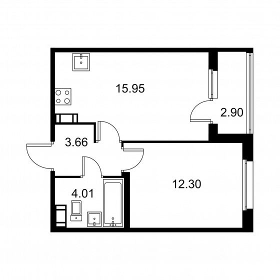 37,4 м², 1-комнатная квартира 5 867 090 ₽ - изображение 1