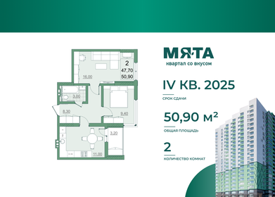 47,7 м², 2-комнатная квартира 5 962 500 ₽ - изображение 14