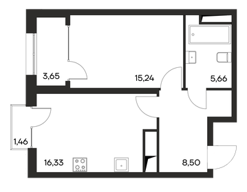 Квартира 50,8 м², 1-комнатная - изображение 1