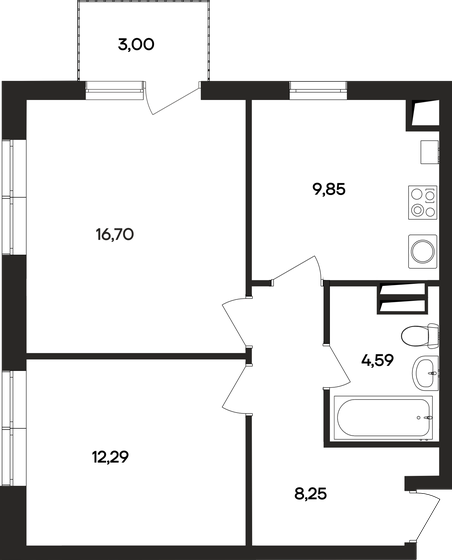 54,7 м², 2-комнатная квартира 9 022 200 ₽ - изображение 1