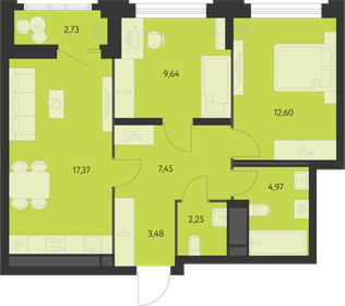 Квартира 58,9 м², 2-комнатная - изображение 1