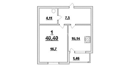 Квартира 40,4 м², 1-комнатная - изображение 1