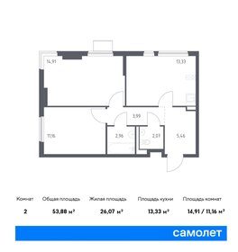 53,5 м², 2-комнатная квартира 8 029 216 ₽ - изображение 1