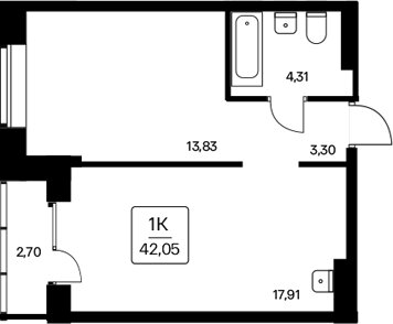 42 м², 1-комнатная квартира 6 750 000 ₽ - изображение 1