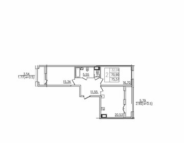 Квартира 75,6 м², 2-комнатная - изображение 2