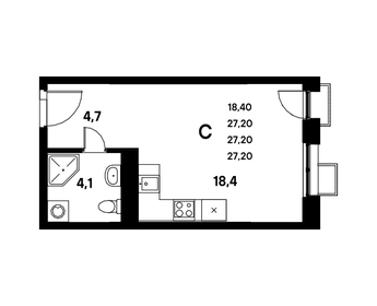 27,1 м², квартира-студия 4 089 200 ₽ - изображение 3