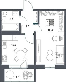 38,9 м², 1-комнатная квартира 3 905 560 ₽ - изображение 16