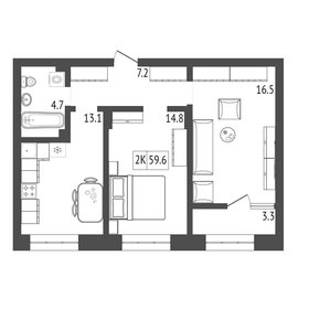 60,9 м², 2-комнатная квартира 6 450 000 ₽ - изображение 16