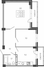 Квартира 60,4 м², 2-комнатная - изображение 1