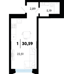 30,9 м², 1-комнатная квартира 3 600 000 ₽ - изображение 134