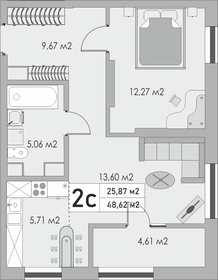 Квартира 48,6 м², 2-комнатная - изображение 1