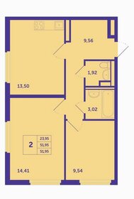 Квартира 52 м², 2-комнатная - изображение 1