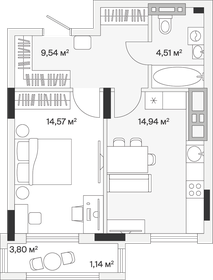 Квартира 44,7 м², 1-комнатная - изображение 1