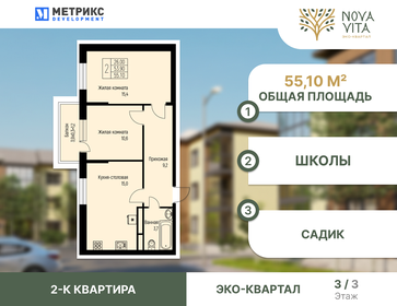 Квартира 55,1 м², 2-комнатная - изображение 1