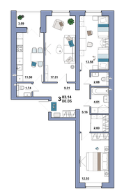 75 м², 3-комнатная квартира 6 200 000 ₽ - изображение 83