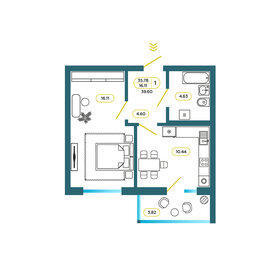 45 м², 1-комнатная квартира 4 700 000 ₽ - изображение 82