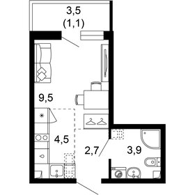 22 м², квартира-студия 12 000 000 ₽ - изображение 13