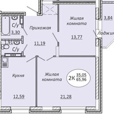 Квартира 66 м², 2-комнатная - изображение 2