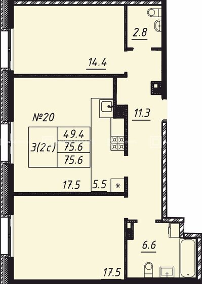 75,6 м², 2-комнатная квартира 27 499 500 ₽ - изображение 14