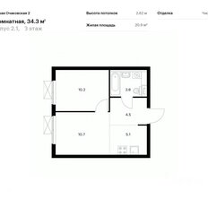 Квартира 34,3 м², 2-комнатная - изображение 2