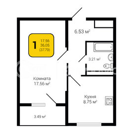 37,8 м², 1-комнатная квартира 3 700 000 ₽ - изображение 79