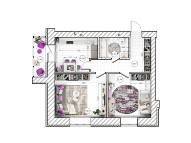 Квартира 56,3 м², 2-комнатная - изображение 1