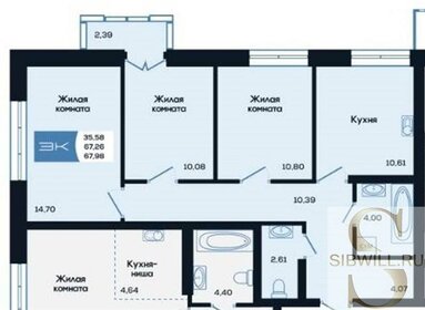 68 м², 3-комнатная квартира 8 180 000 ₽ - изображение 17