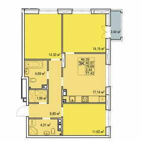 Квартира 77,4 м², 3-комнатная - изображение 1