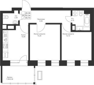 55 м², 2-комнатная квартира 9 240 000 ₽ - изображение 24