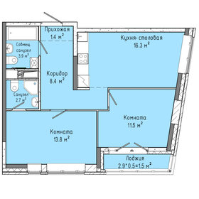 Квартира 59,5 м², 2-комнатная - изображение 1